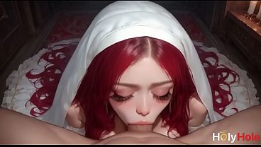 The sweet, shy nun impaled herself on my cock with such pleasure - even she hadn't expected it! Her pussy took in all my cum![AI]